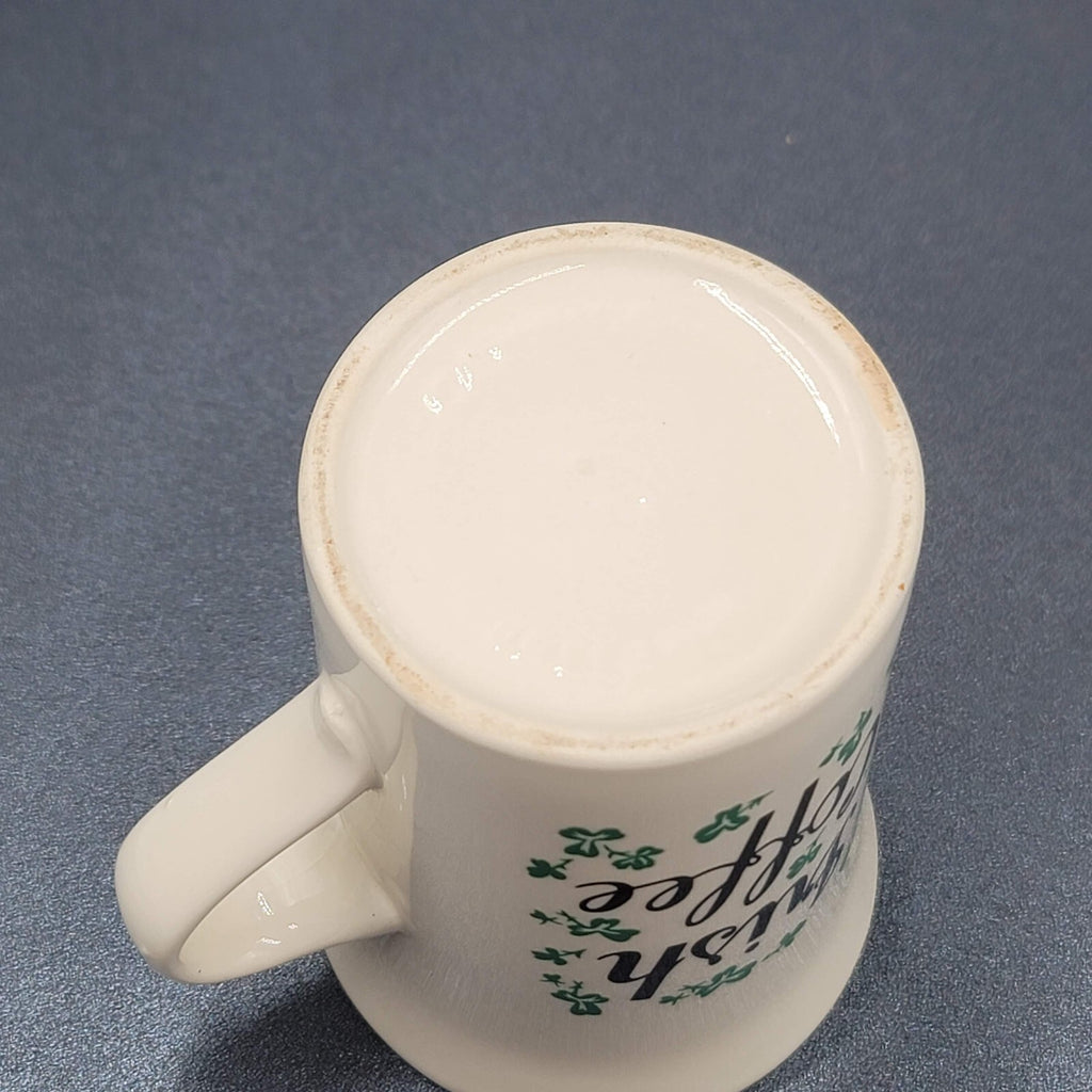 Vintage Carrigohoun Ireland Irish Coffee Mug Tea Cup White Green Shamrocks