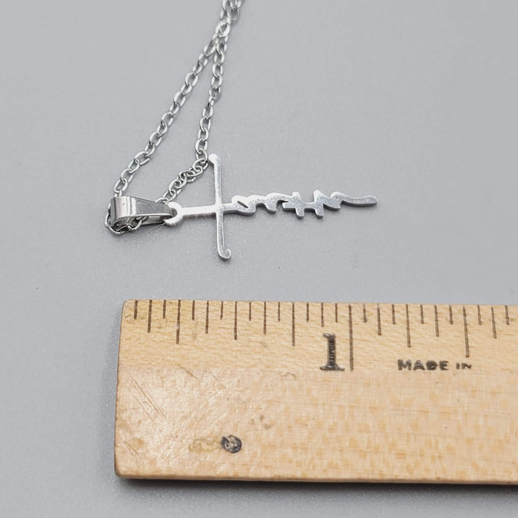 Faith Cross Pendant Necklace Silver tone New Chain 18"+