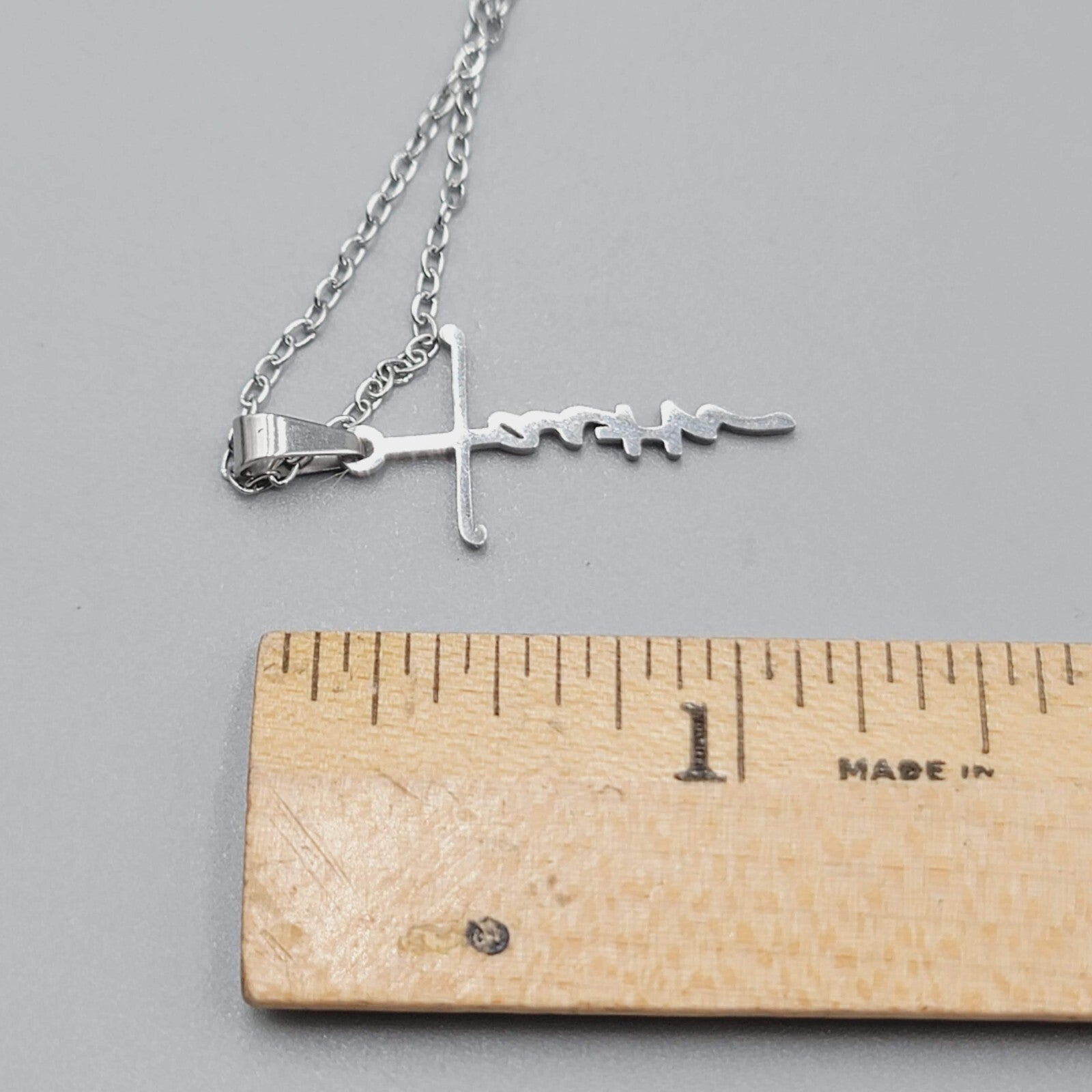 Faith Cross Pendant Necklace Silver tone New Chain 18"+