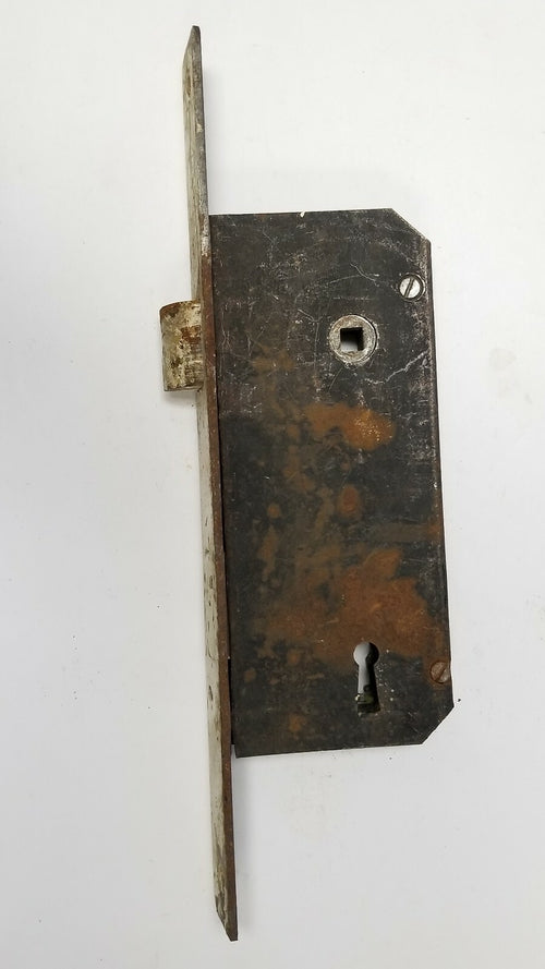 Antique Large Mortise Lock, plate 12 1/2" body 7 1/2" x 3 1/4" x 1/2"