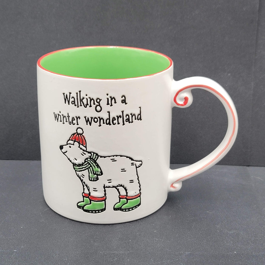 Spectrum Coffee Mug Embossed Walking in a Winter Wonderland Polar Bear Large