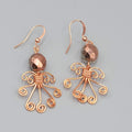 Wire Wrapped Angel Pierced Earrings Copper tone Dangle 1.5"