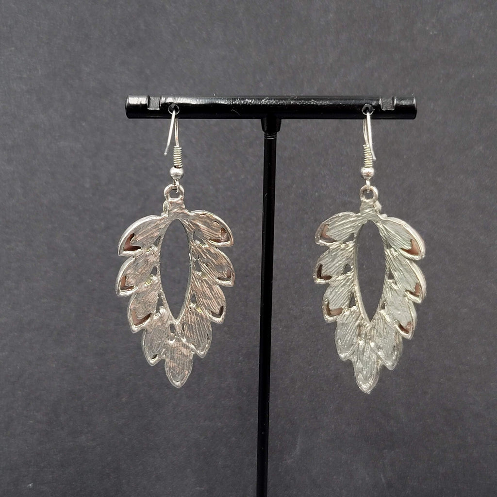 Pierced Earrings Silver tone Rhinestone Acrylic Dangle 1 7/8"