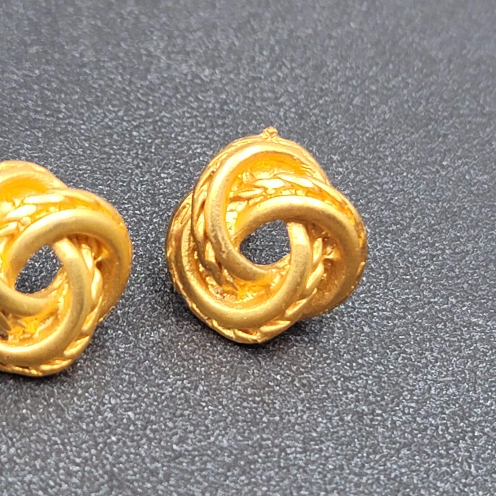 Pierced Earrings Gold Plated Knot Studs  1/2"