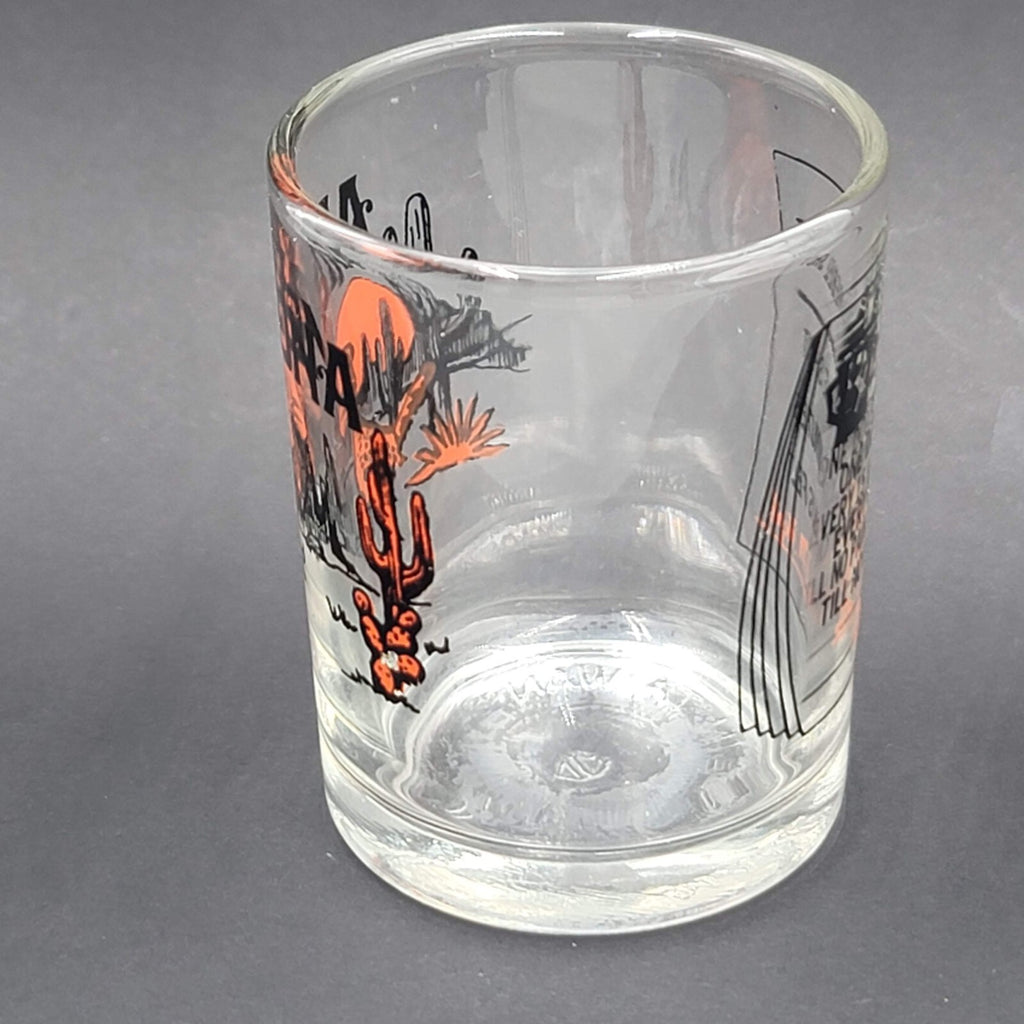 Arizona Souvenir Shot Glass Double Shot Black Orange Embossing Cactus Roadrunner