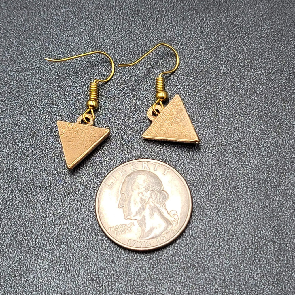 Pierced Earrings Gold tone Enamel Evil Eye Triangle Dangle 5/8"