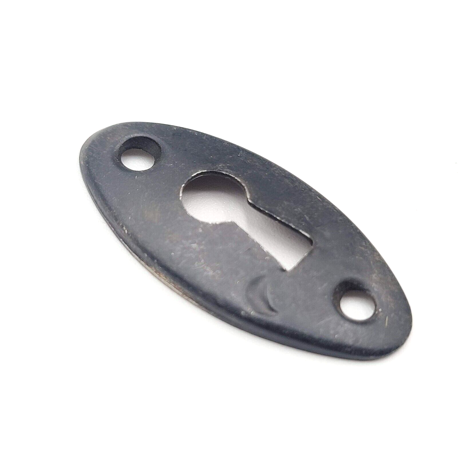 Vintage Oval Black Steel Skeleton Key hole Escutcheon Salvage 2"x 1"