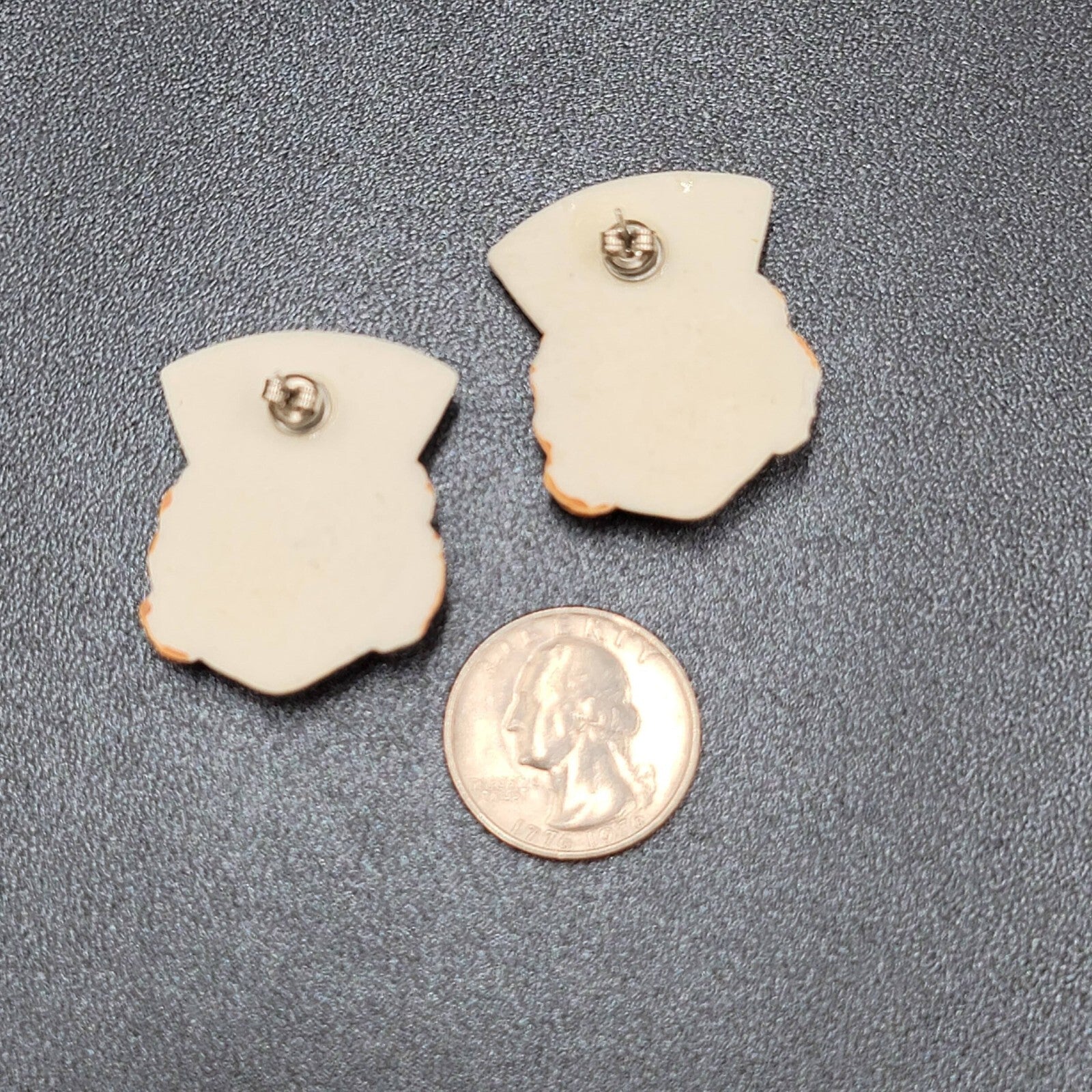 Vintage Pierced Earrings Acrylic Nurse Face Medical Fun Gift 1 3/8"