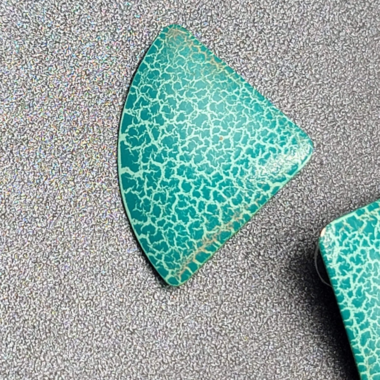 Vintage Pierced Earrings Teal Blue Crackle Enamel Statement Drop 1 5/8"
