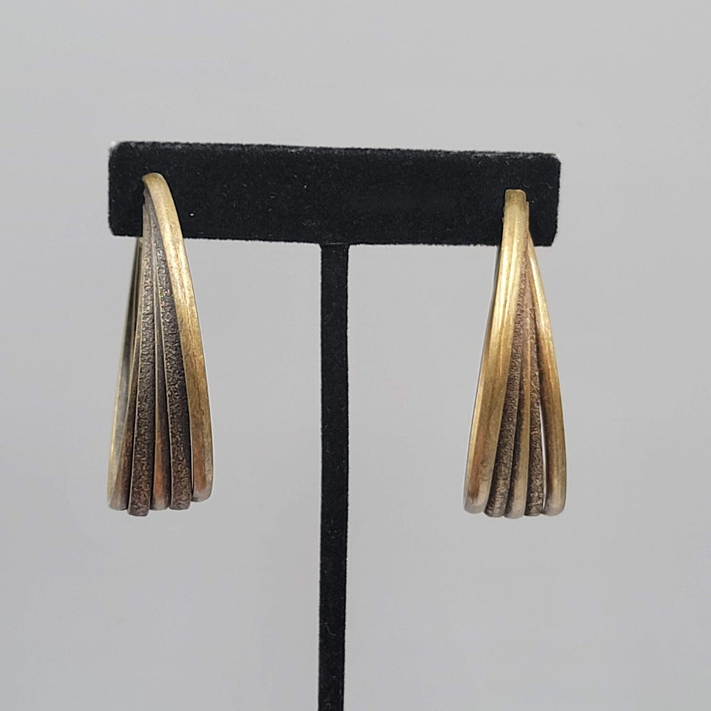 Bronze tone Multi Hoop Pierced Earrings Large Statement 2 1/8"