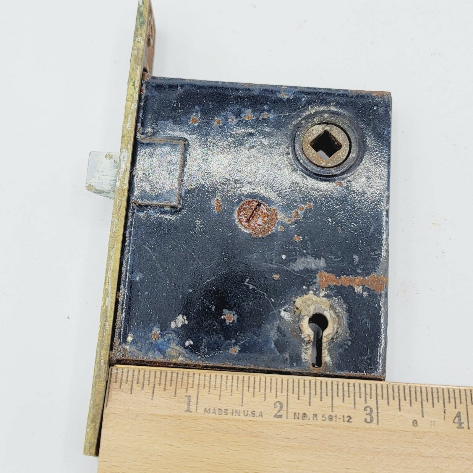 Vintage Cast Iron Door Mortise Lock Salvage Hardware  B123