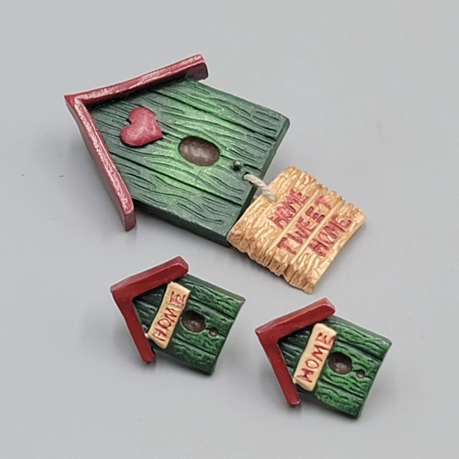Vintage Birdhouse Pierced Earrings Brooch Set  Home Tweet Home 2.5" & 7/8"