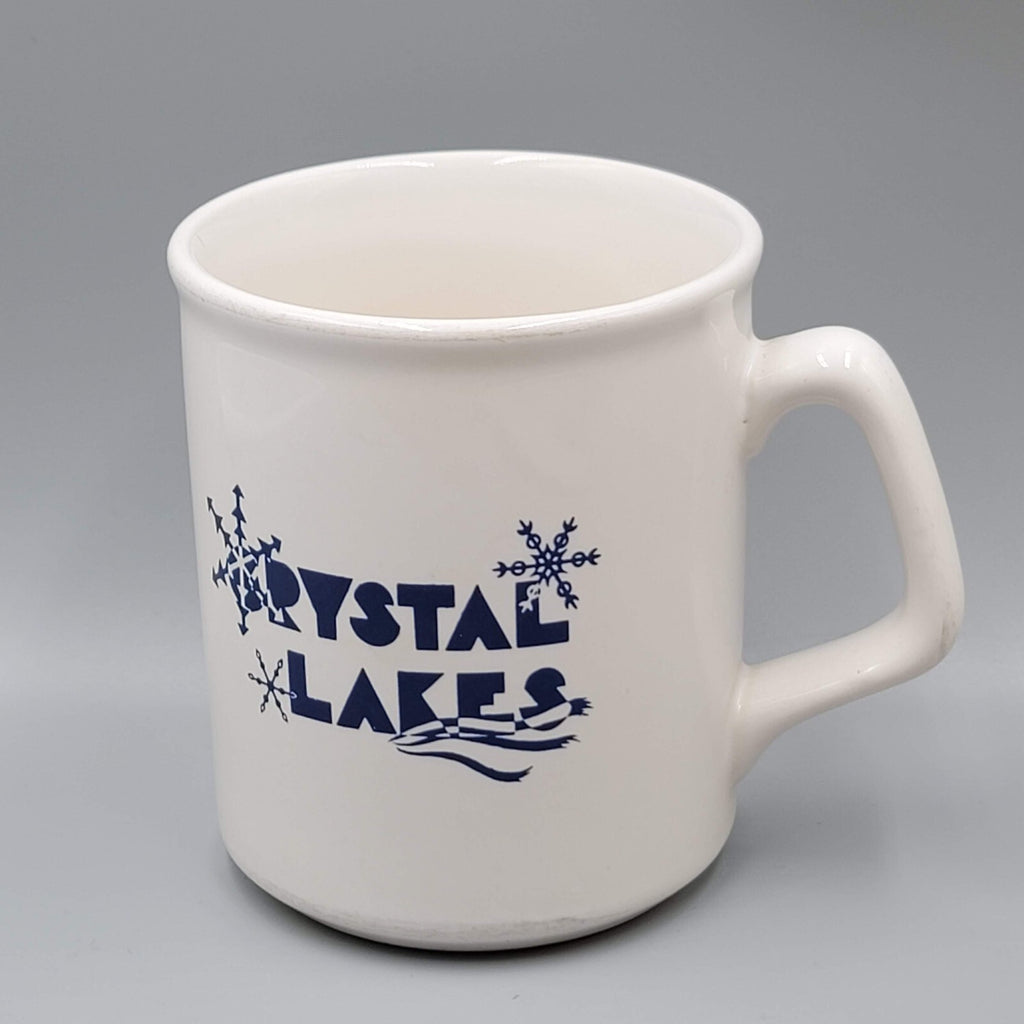 Crystal Lakes Coffee Mug Cup White Blue Logo Souvenir Collectible Vintage