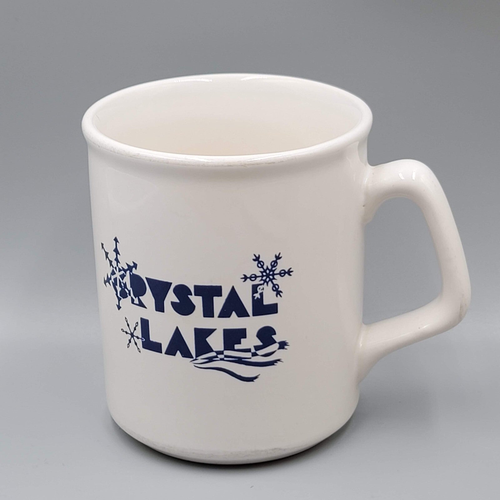 Crystal Lakes Coffee Mug Cup White Blue Logo Souvenir Collectible Vintage