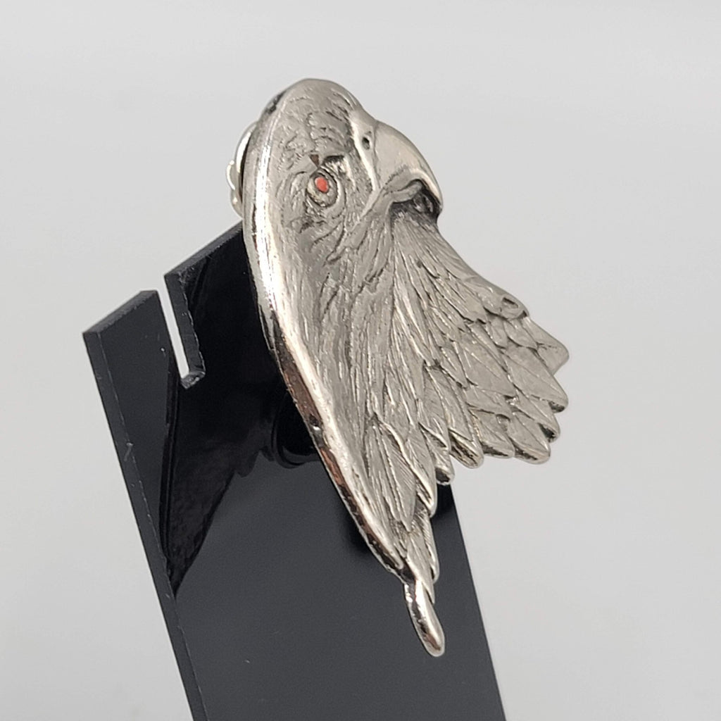 Eagle Biker Pin Jacket Vest Blunt ends Silver tone 2"