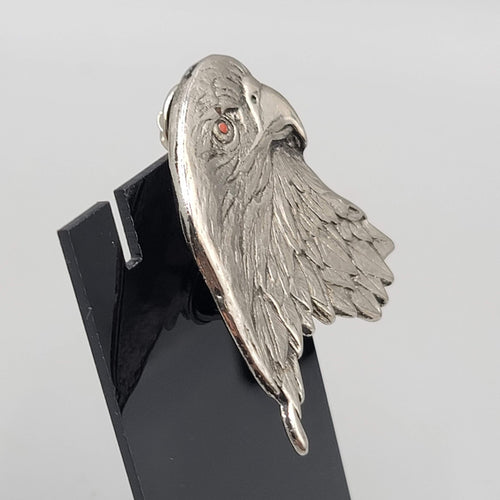 Eagle Biker Pin Jacket Vest Blunt ends Silver tone 2"