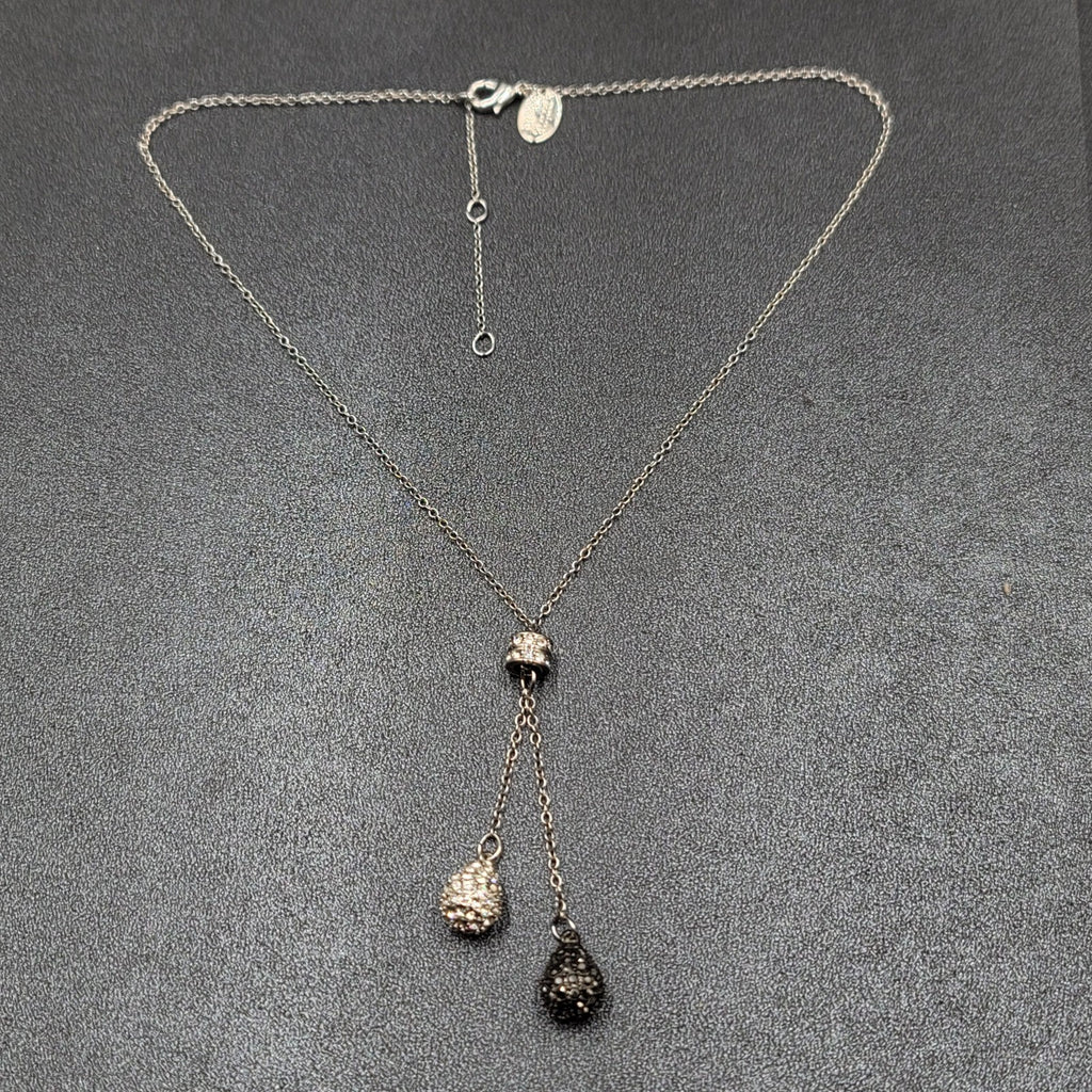 Spring Street Necklace Silver tone Rhinestone Tassel Pendant 16"-18"