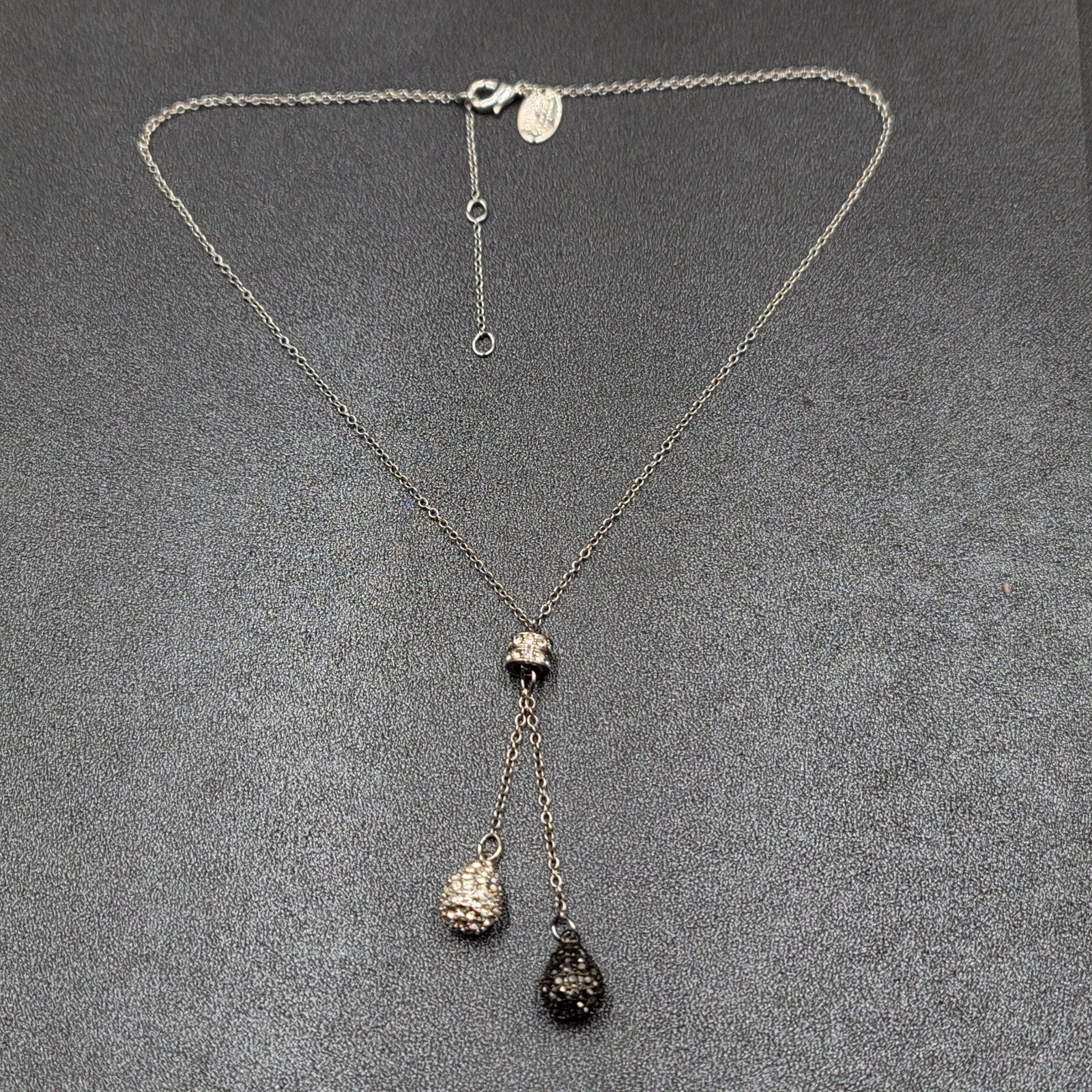 Spring Street Necklace Silver tone Rhinestone Tassel Pendant 16"-18"