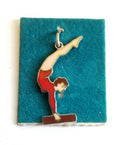 Vintage Sterling Silver Enamel Gymnastics Bar Girl .925 Charm Pendant NOS