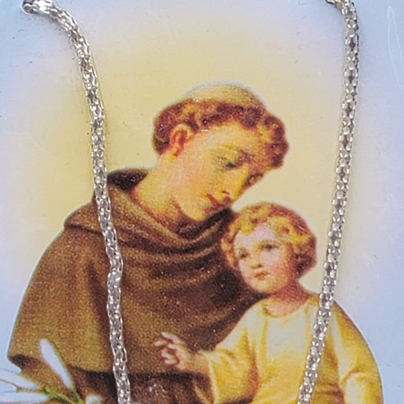 St Anthony Medal Necklace with Prayer Card Silver tone Lot of 5
