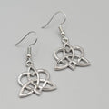 Celtic Heart Knot Pierced Earrings Silver tone Dangle 7/8"
