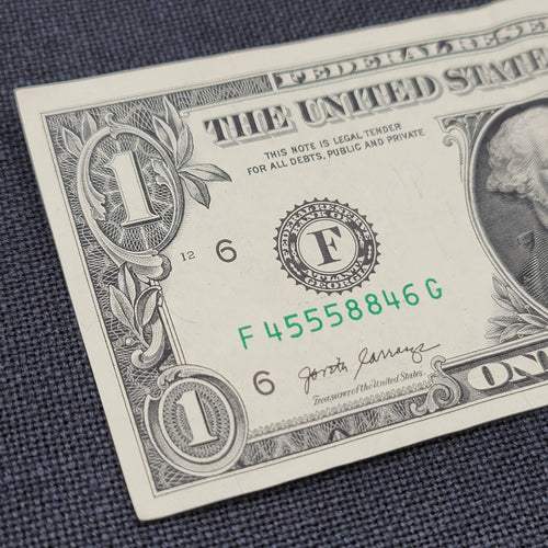 $1 Dollar Bill #F 45558846 G Series 2017 A