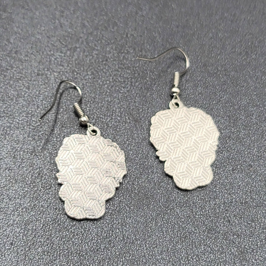 Beetlejuice Pierced Earrings Enamel Silver tone Horror Movie Dangle 1.25" FS