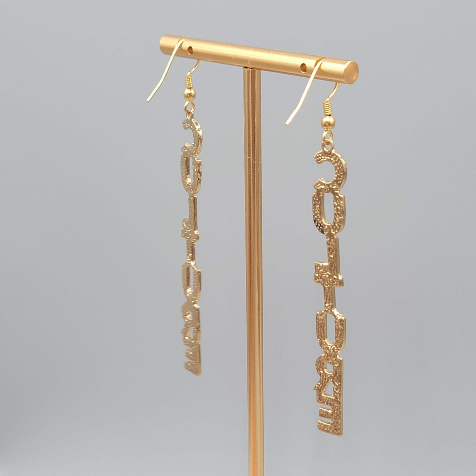 CULTURE Pierced Earrings Gold tone Dangle 2.75 in