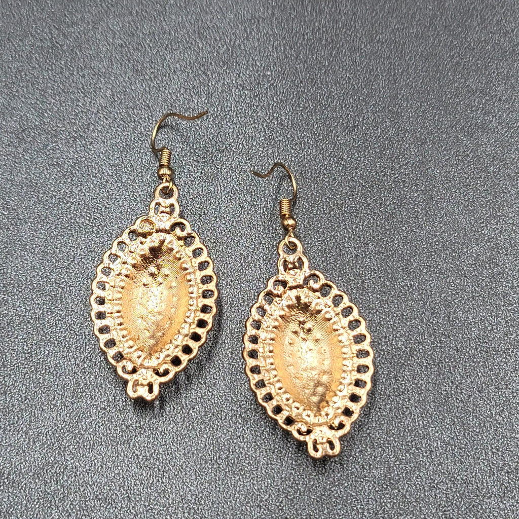 Pierced Earrings Gold Plated Crystal Rhinestone Sparkle Statement 1.75"