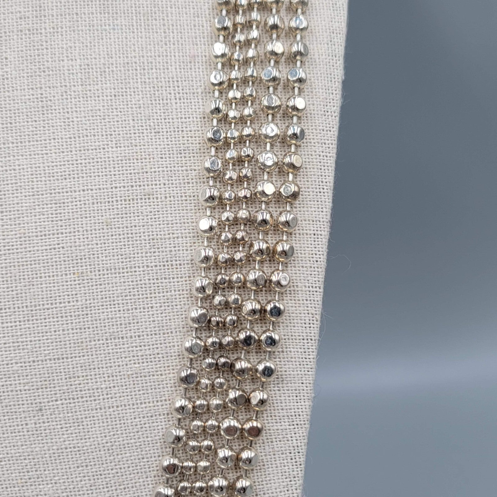 Multistrand Ball Chain Necklace Silver tone 26" - 30"