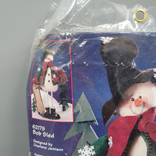 Dimensions Long Legs Felt Kit Bob Sled Snowman 62179 Sealed NOS Vintage