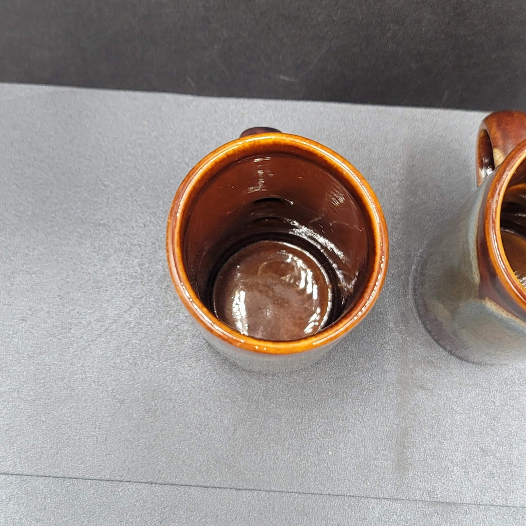 Vintage TWO Caffe D'Vita Stoneware Glazed Cappuccino Espresso Mugs 4.5”H x 2”D