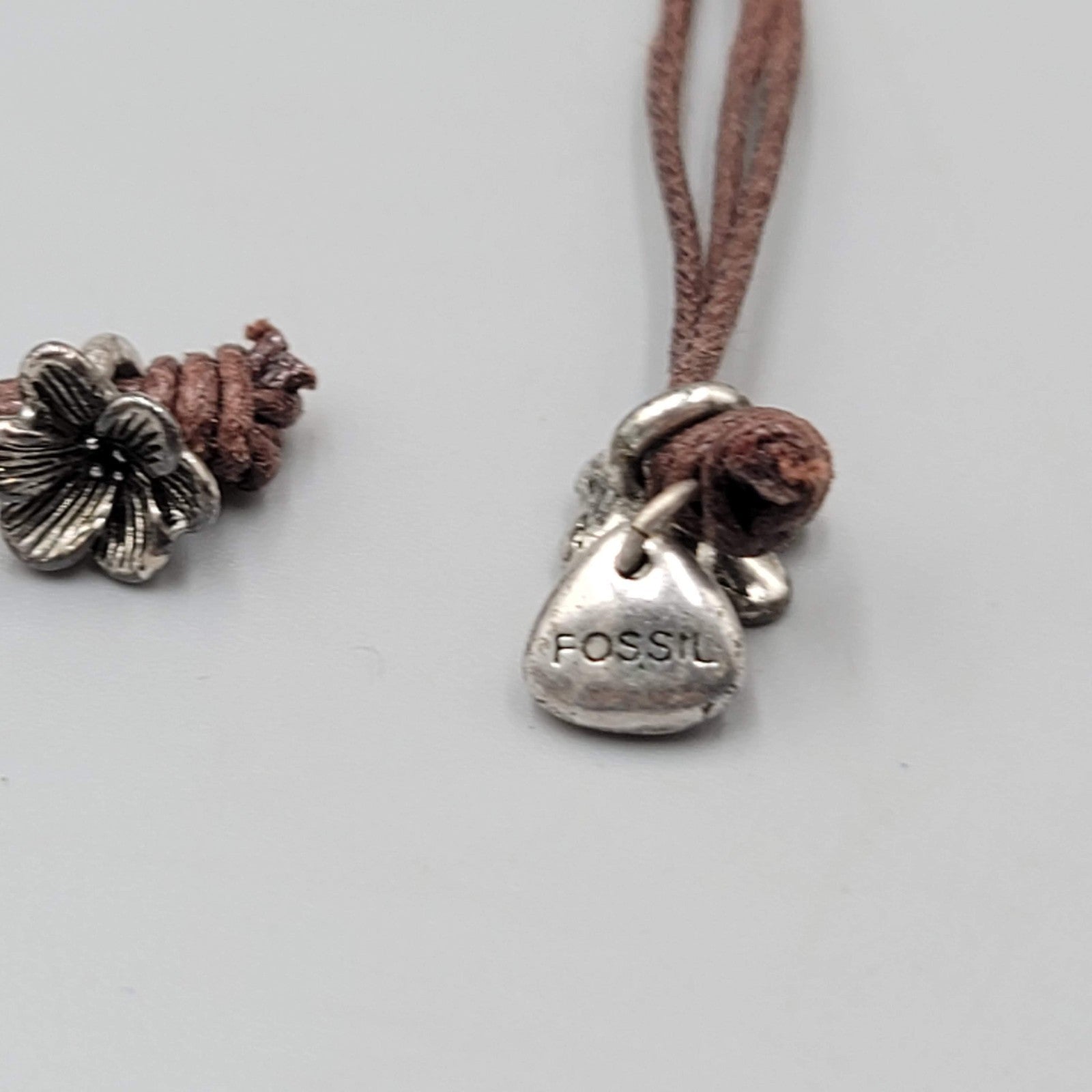 Fossil Necklace Blue Stone Adjustable Cord