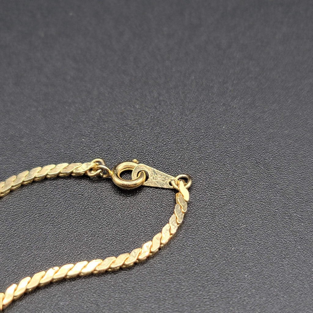 Vintage Anklet Serpentine Chain Ankle Bracelet Gold tone 9"