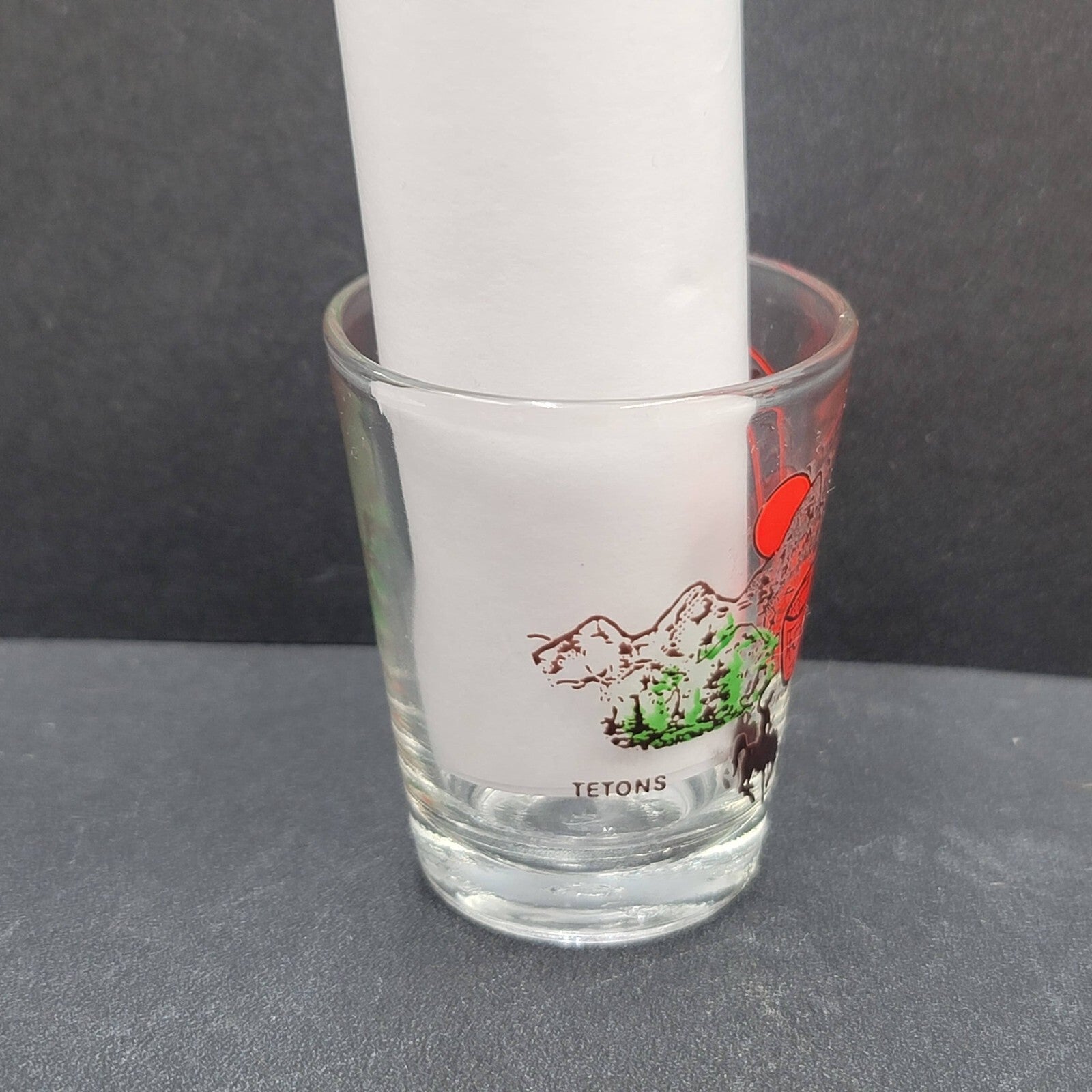 Vintage Wyoming Enamel Embossed Shot Glass USA Souvenir