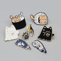 Lot of 7 Cat Theme Enamel Lapel Hat Pin Kitty Cats