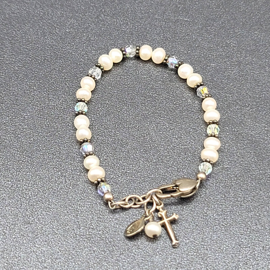 First Holy Communion Confirmation Pearl 925 Sterling Silver Childs Bracelet 6"