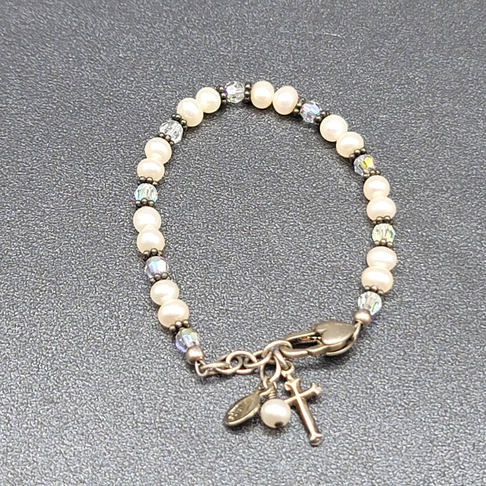 First Holy Communion Confirmation Pearl 925 Sterling Silver Childs Bracelet 6"