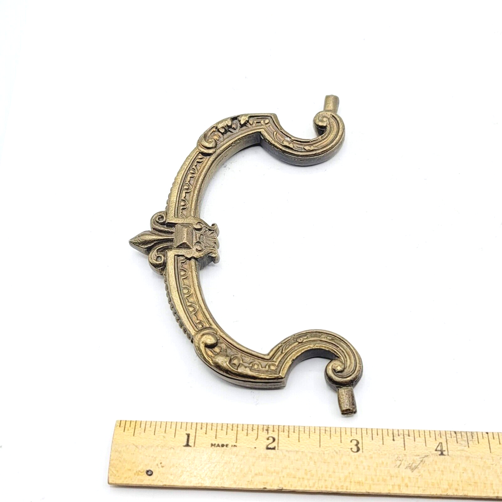 Vintage Single Brass Ornate Bail Pull for 4.25" Pull Handle Replacement 0082