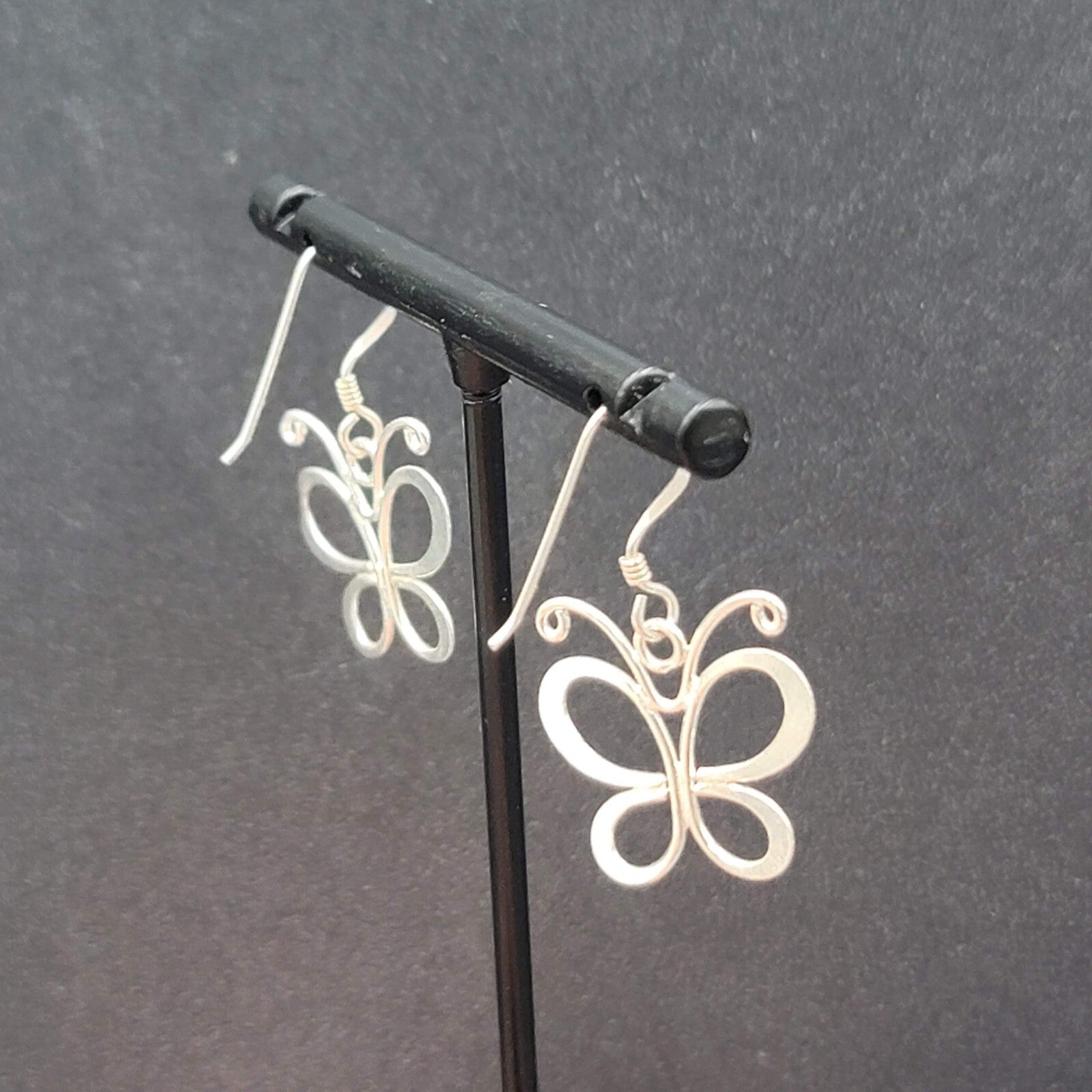 Butterfly Sterling Silver Pierced Earrings 925 5/8"