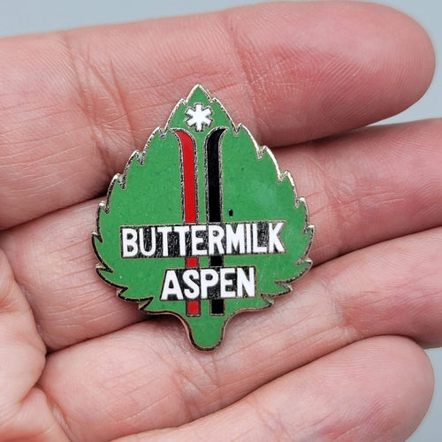 Aspen Leaf Snowflake Pin Vintage Green Enamel Lapel Hat Pin 1.25"