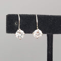 Cubic Zirconia Drop Pierced Earrings Silver tone Dangle  1/2"