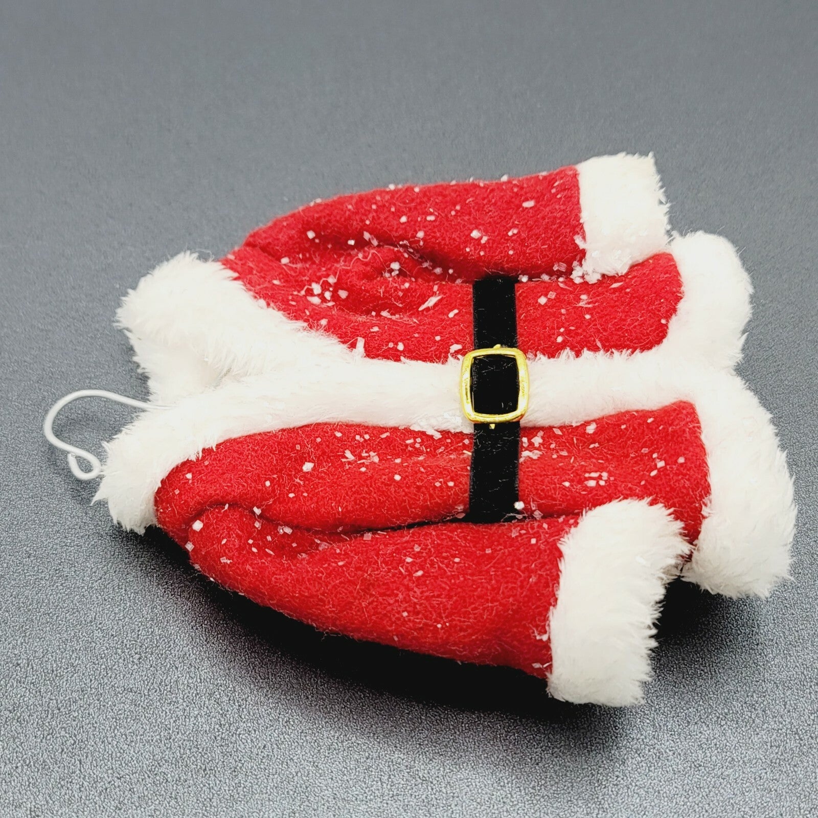 Santa's Coat with Fuzzy Trim Glitter Accents Christmas Tree Ornament 6.5"