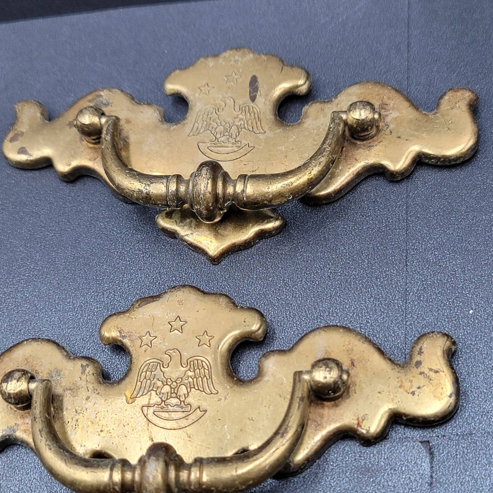 Vintage Lot of 8 Drawer Drop Pulls Cabinet Pull Handles Patriotic Eagle 3"