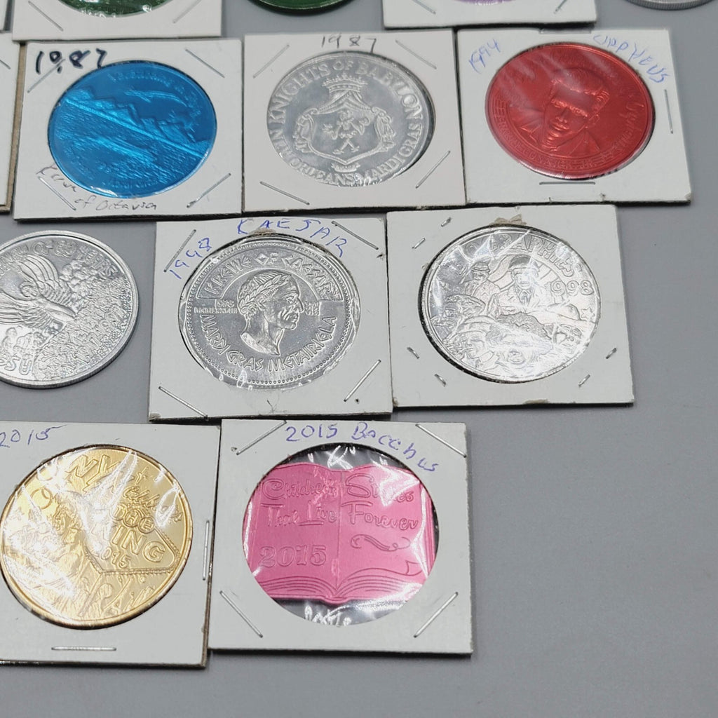Vintage Mardi Gras Doubloons 39 Pcs token Lot Set PGG Charms 1962-2015