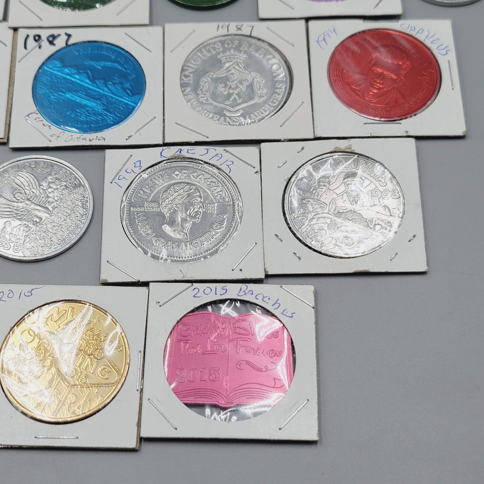 Vintage Mardi Gras Doubloons 39 Pcs token Lot Set PGG Charms 1962-2015