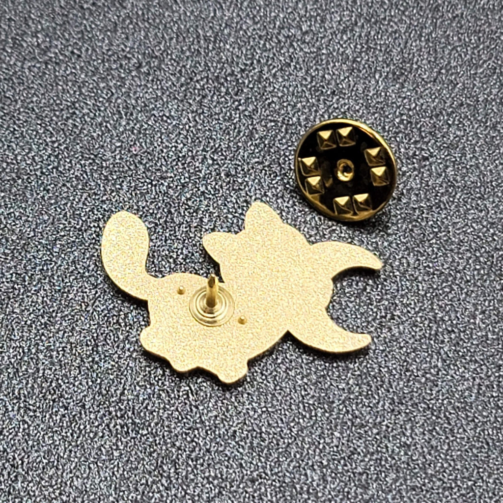 Black Cat Yellow Crescent Moon Enamel Lapel Hat Pin Stars Moon  1"