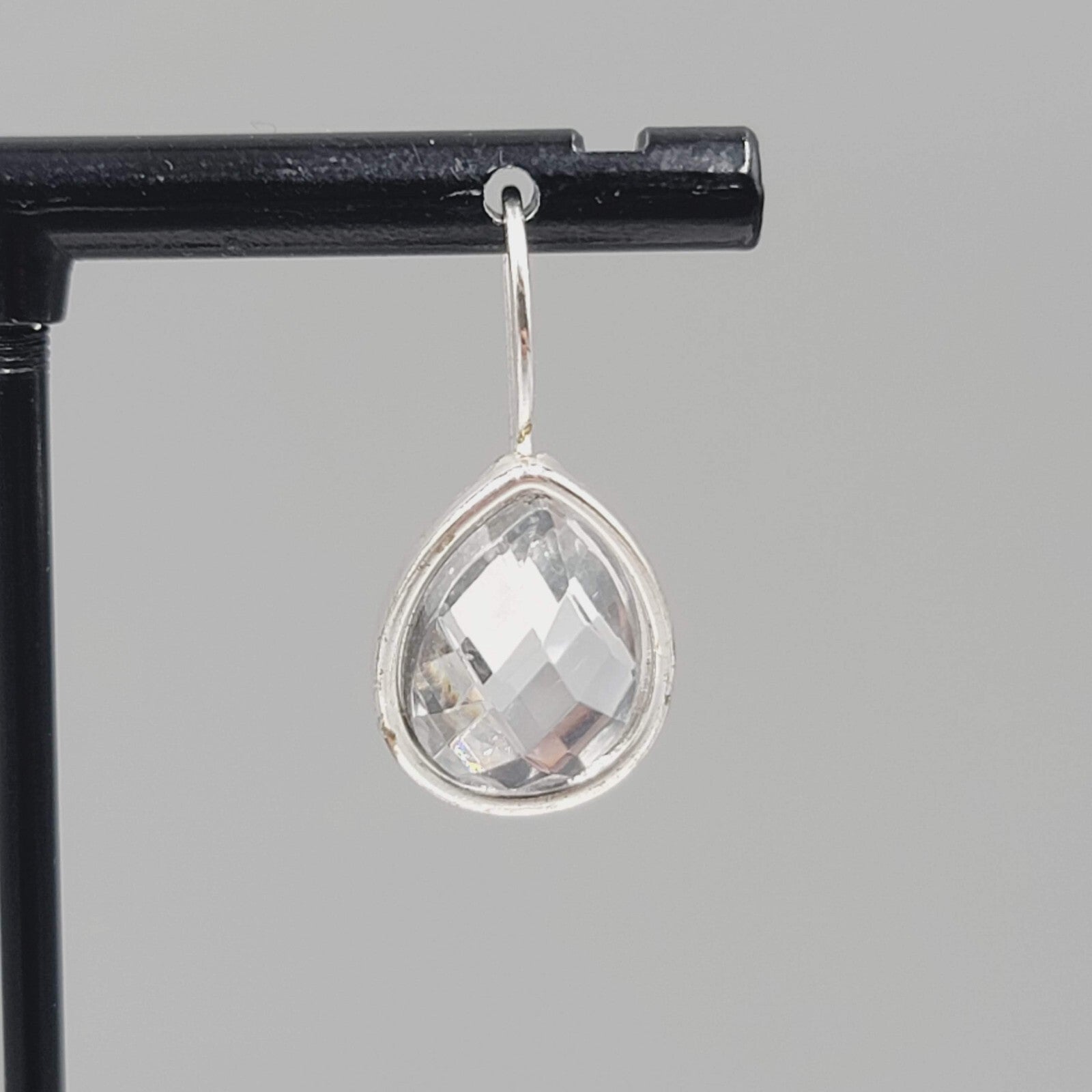 Teardrop Silver tone Pierced Earrings Drop 5/8"