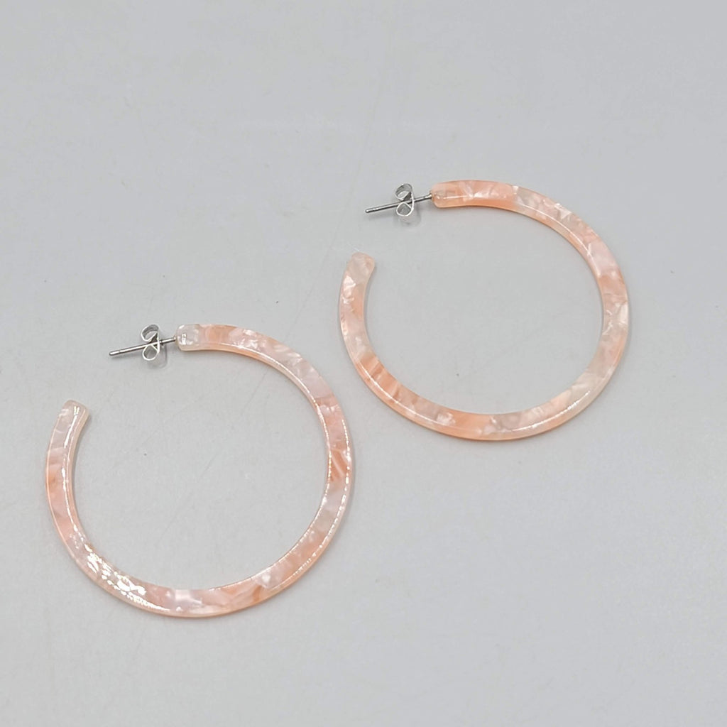 Pink Hoop Pierced Earrings Confetti Resin 2 in