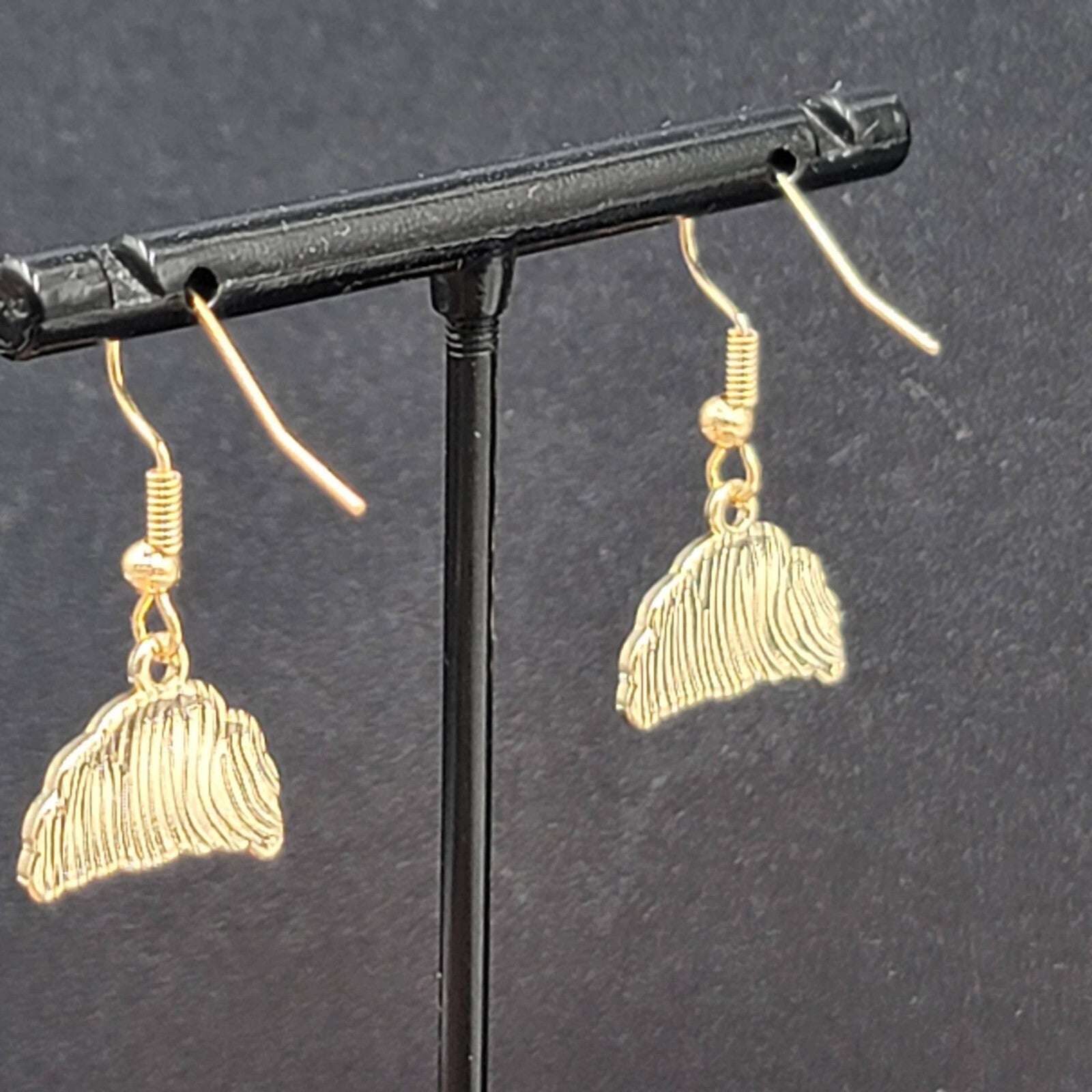 Croissant Bread Pierced Earrings Gold tone Dangle New 1/2"